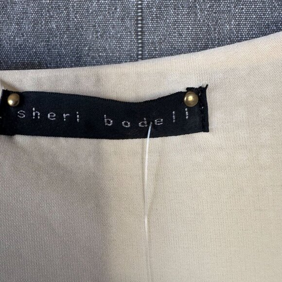 Y2k Sheri Bodell Cream Gold Drop Embellished Slinky Open Side Strappy Top - Picture 10 of 13